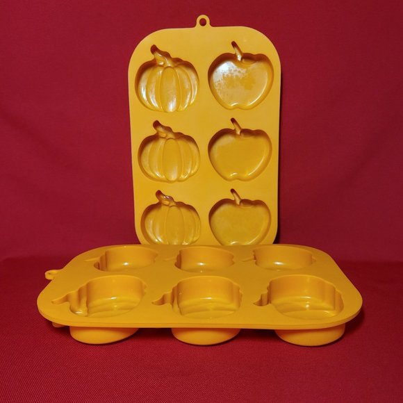 Silicon Pumpkin Apple 6 Cavity Nonstick Cake Mold Set of 2 - Picture 10 of 10